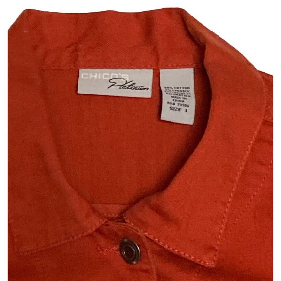 Chico’s Platinum Rust Color Sleeveless Button Vest Size 1 (Medium) Front Pockets - Picture 4 of 6